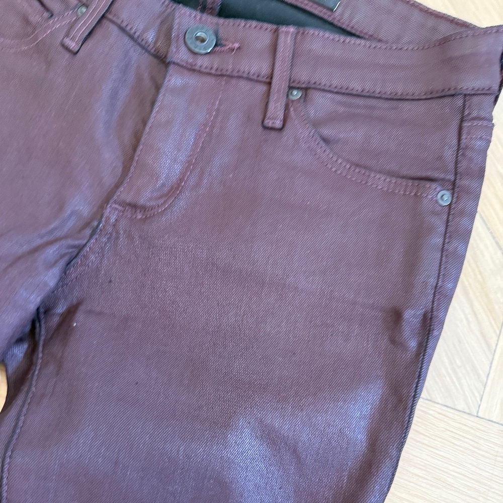 AG burgundy red coated jeans size 25
